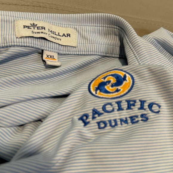 Peter Millar Other - Peter Millar  Pacific Dunes Golf Summer Comfort XXL Polo Shirt Blue Stripe-6901